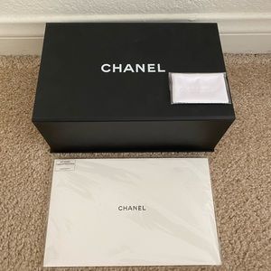 Auth Chanel Magnetic Fold Empty Purse Storage Box + Extras